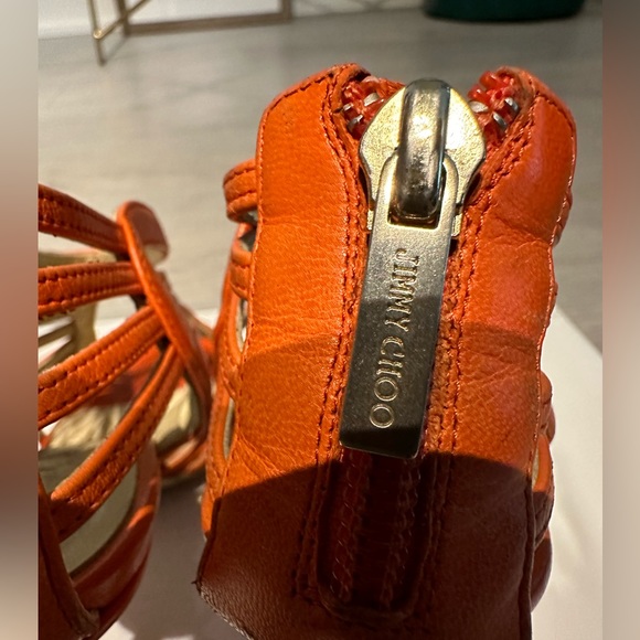 Jimmy Choo, size 5.5, used, good condition, orange leather, high heel - Picture 4 of 11